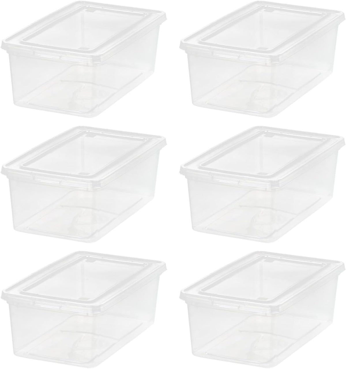 IRIS USA 6-Pack 6 Qt Storage Bins with Lids, Clear, Stackable
