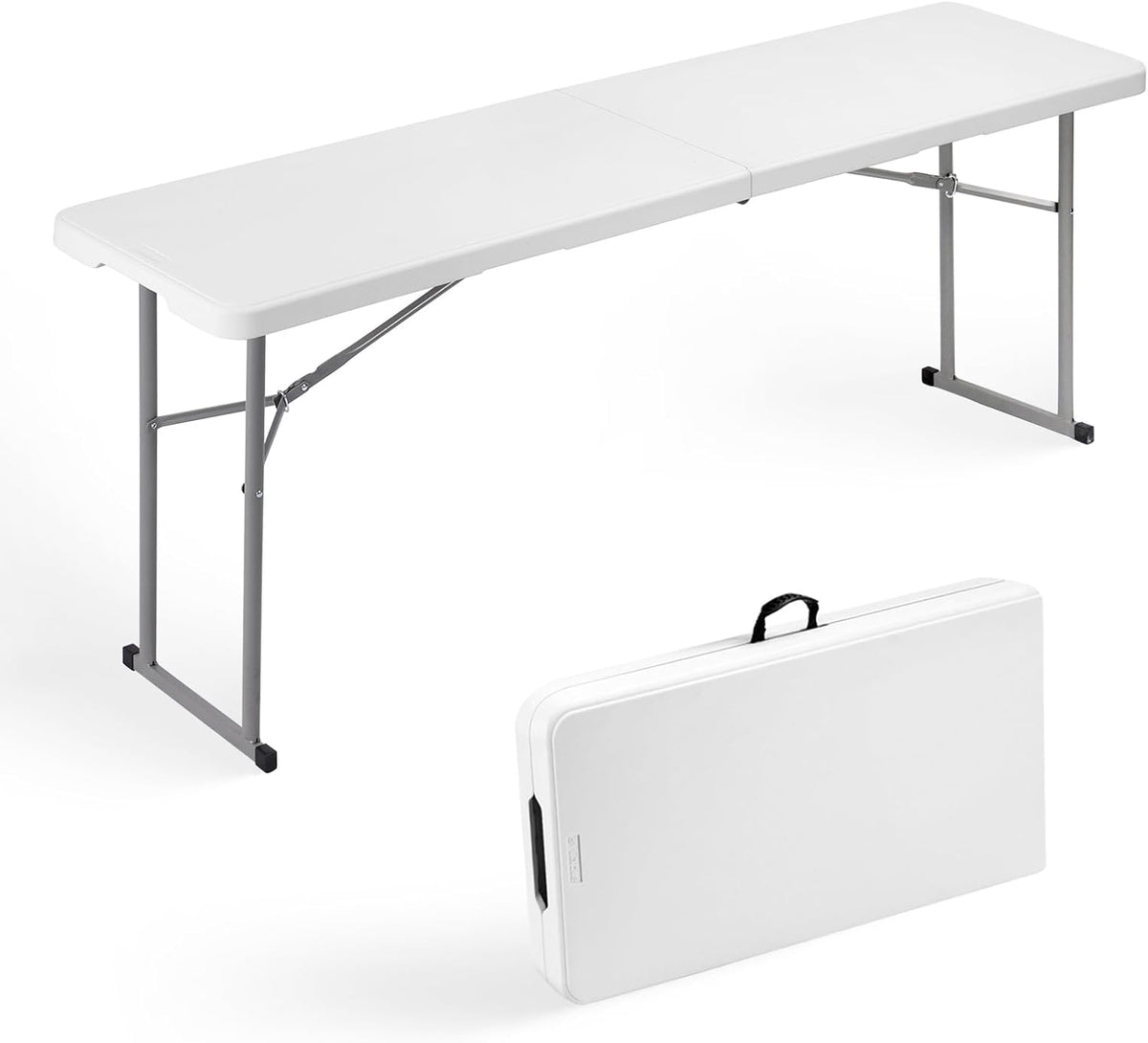 Byliable Folding Table 6FT Narrow Portable Plastic Heavy Duty Table, White