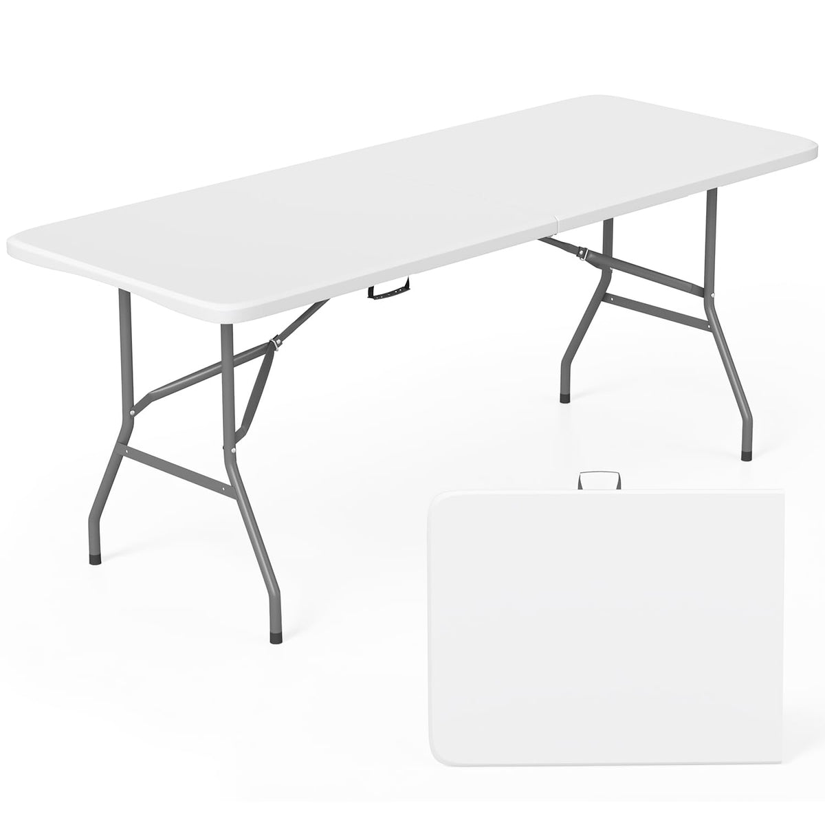 FDW | 6FT Folding Table | White | Portable Plastic Table