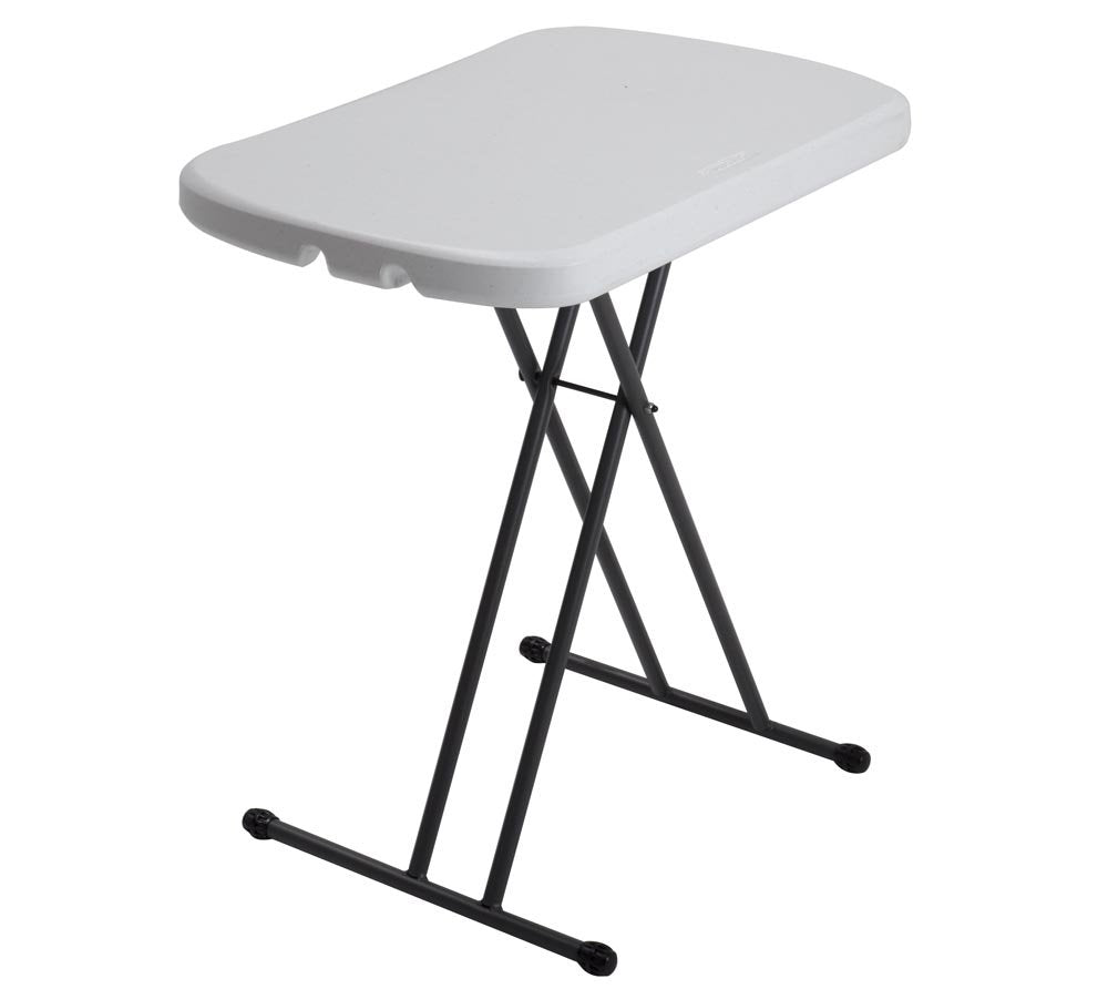Lifetime 28241 Adjustable Folding Laptop Table TV Tray, 30 Inch, White Granite
