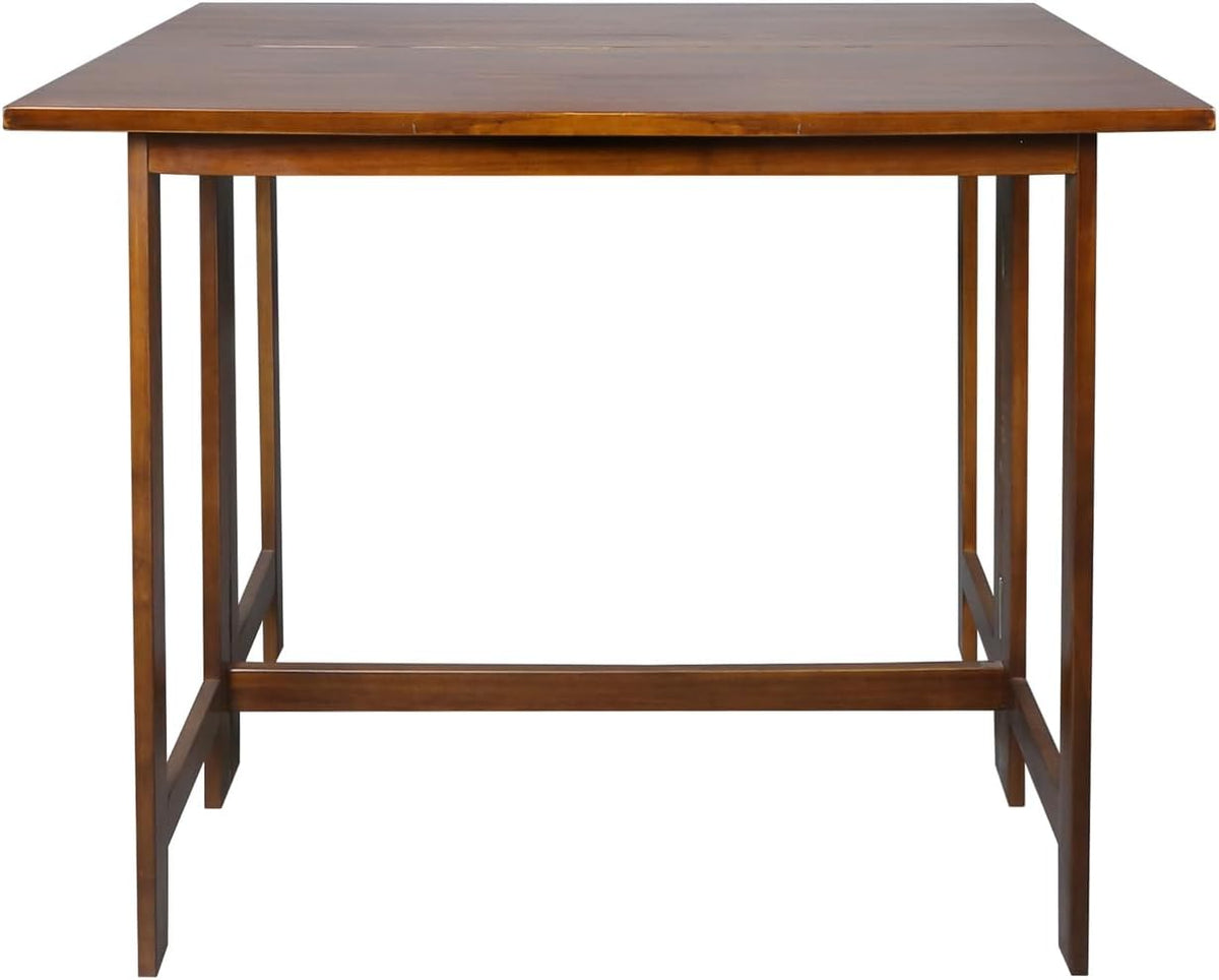 Solid Wood Flip-Top Folding Console to Dining Convertible Table