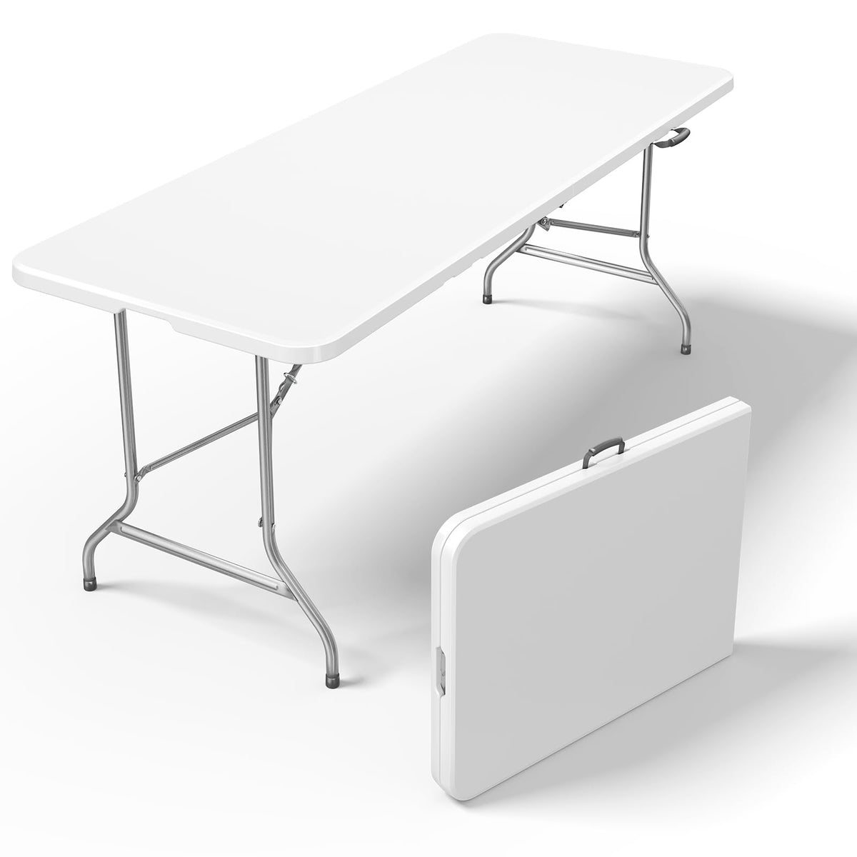 DUMOS 6 FT Folding Picnic Table, Portable Plastic Table, Easy to Keep