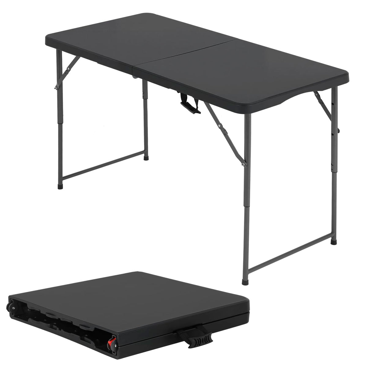 BestOffice | 4FT Folding Table | Brown Ratten | Portable Plastic Table