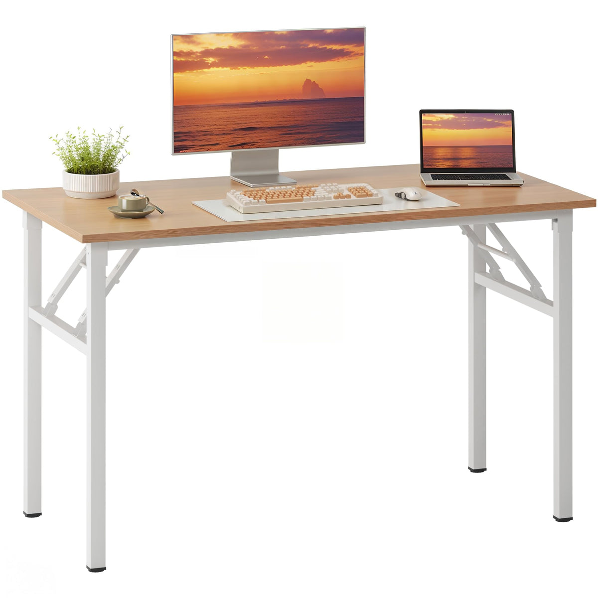 Need Small Computer Desk 31.5x15.7 Inch Folding Home Office Table Teak