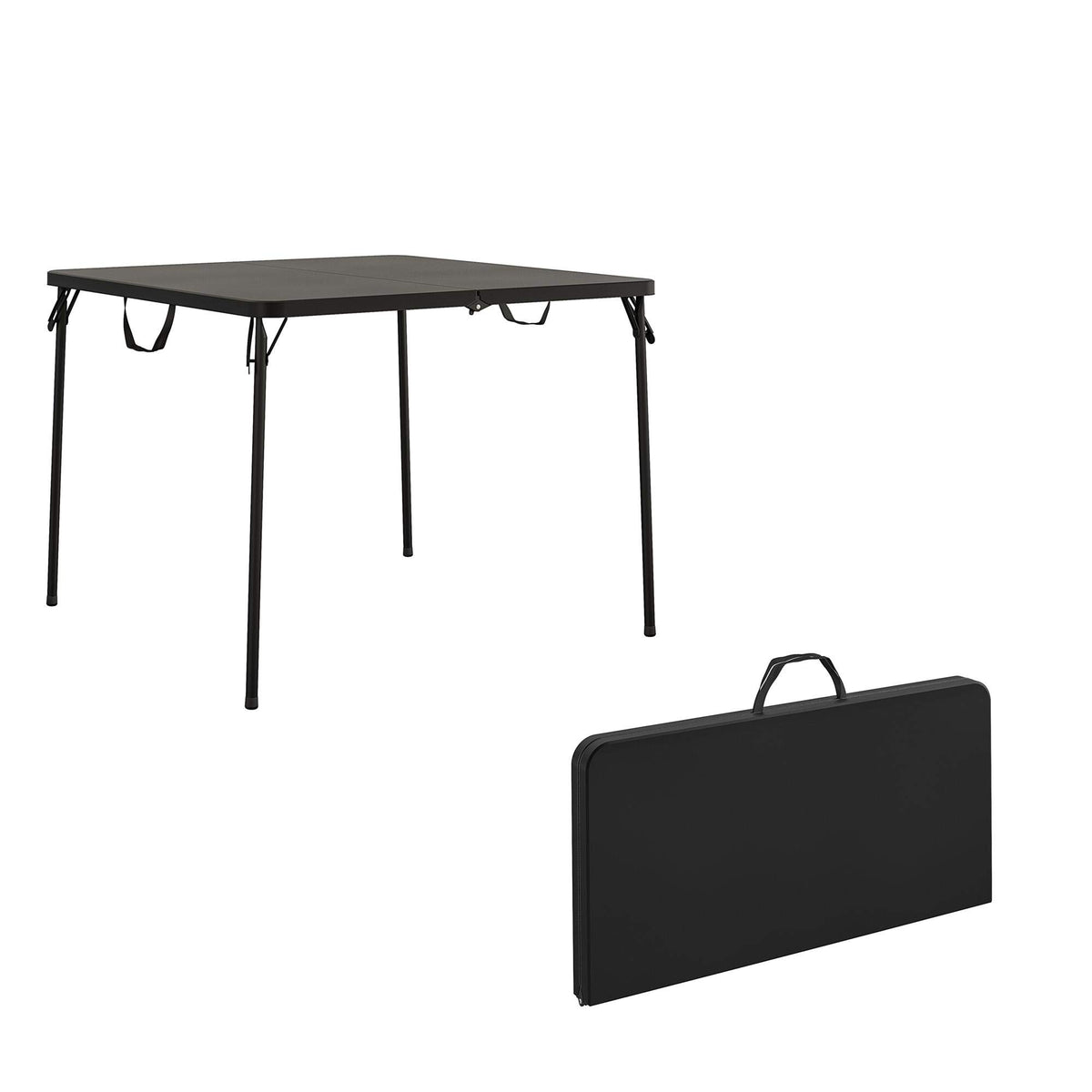 Cosco XL 38.5" Resin Fold-in-Half Card Table, Black, Wheelchair Accessible, Lightweight, Pinch-Free Locking System