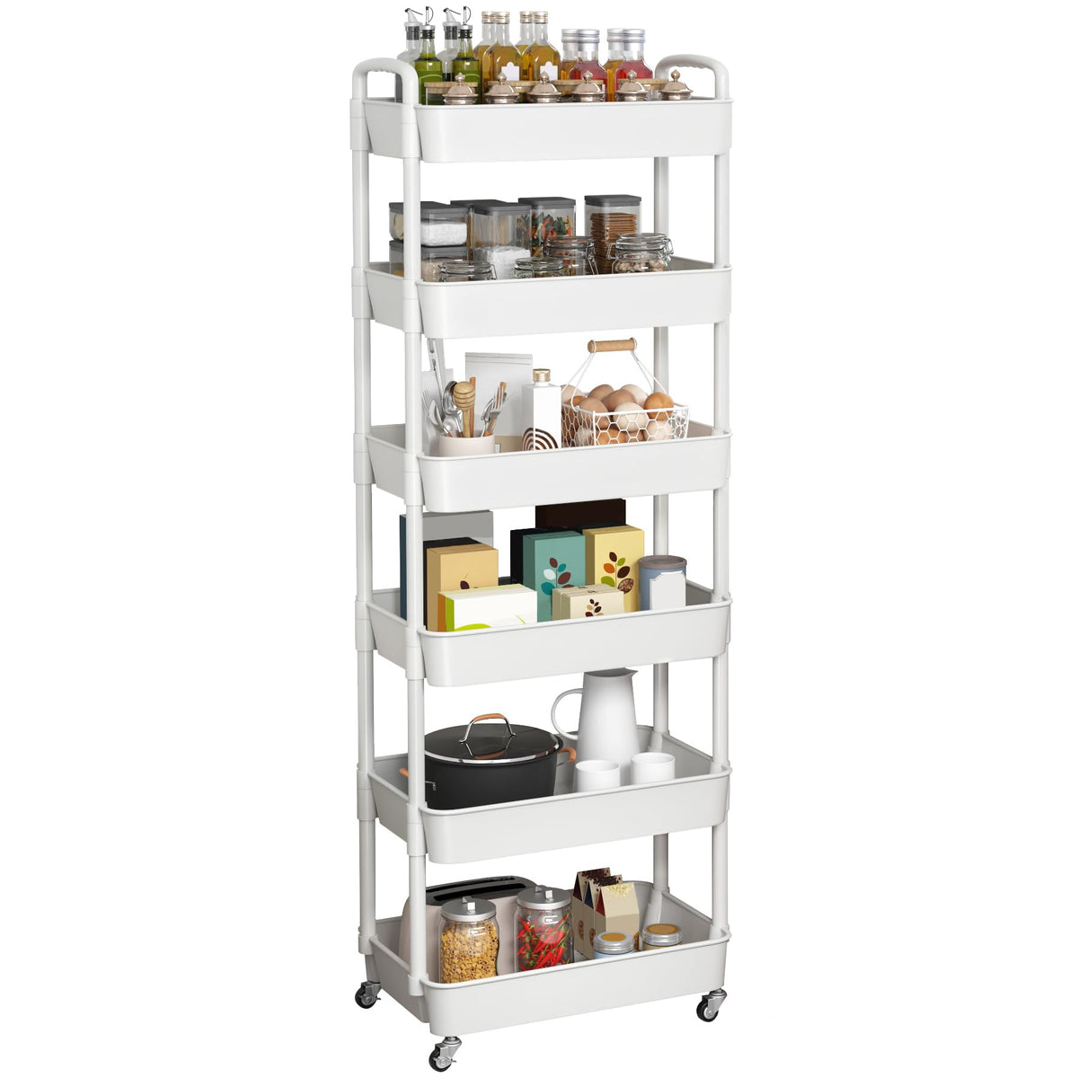 Sywhitta 3-Tier Plastic Rolling Utility Cart with Wheels for Storage,Black