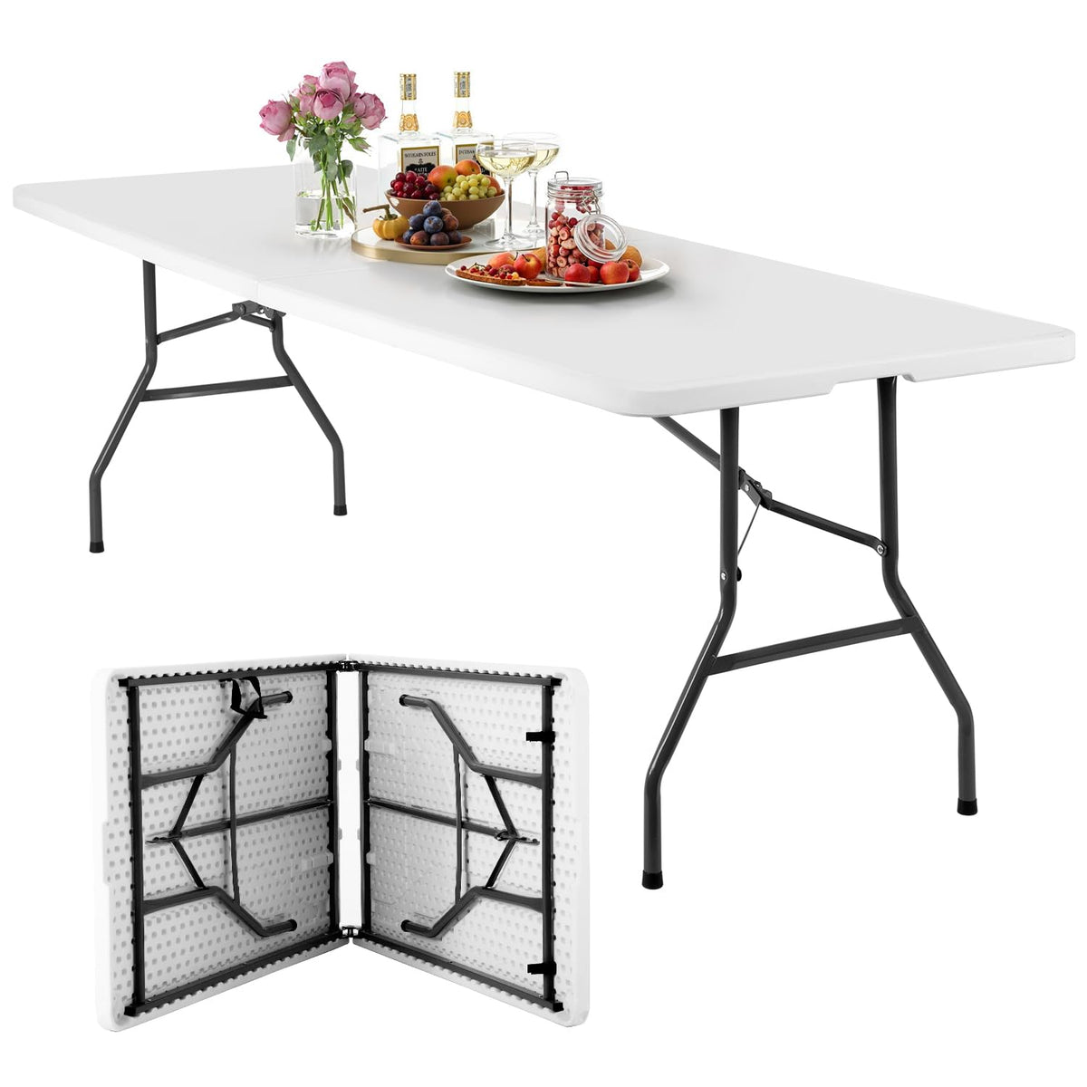 FDW | 34" Folding Table | White | Portable Plastic Table
