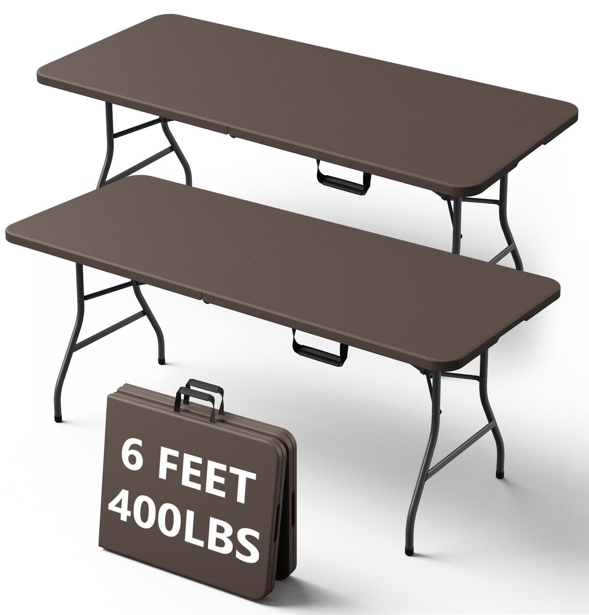 Folding Table 30 Inch - Small Desk Adjustable Height TV Tray for Laptop, Couch, Camping - Heavy Duty Utility Foldable Table for Small Spaces, No Assembly Required,Plastic White Granite