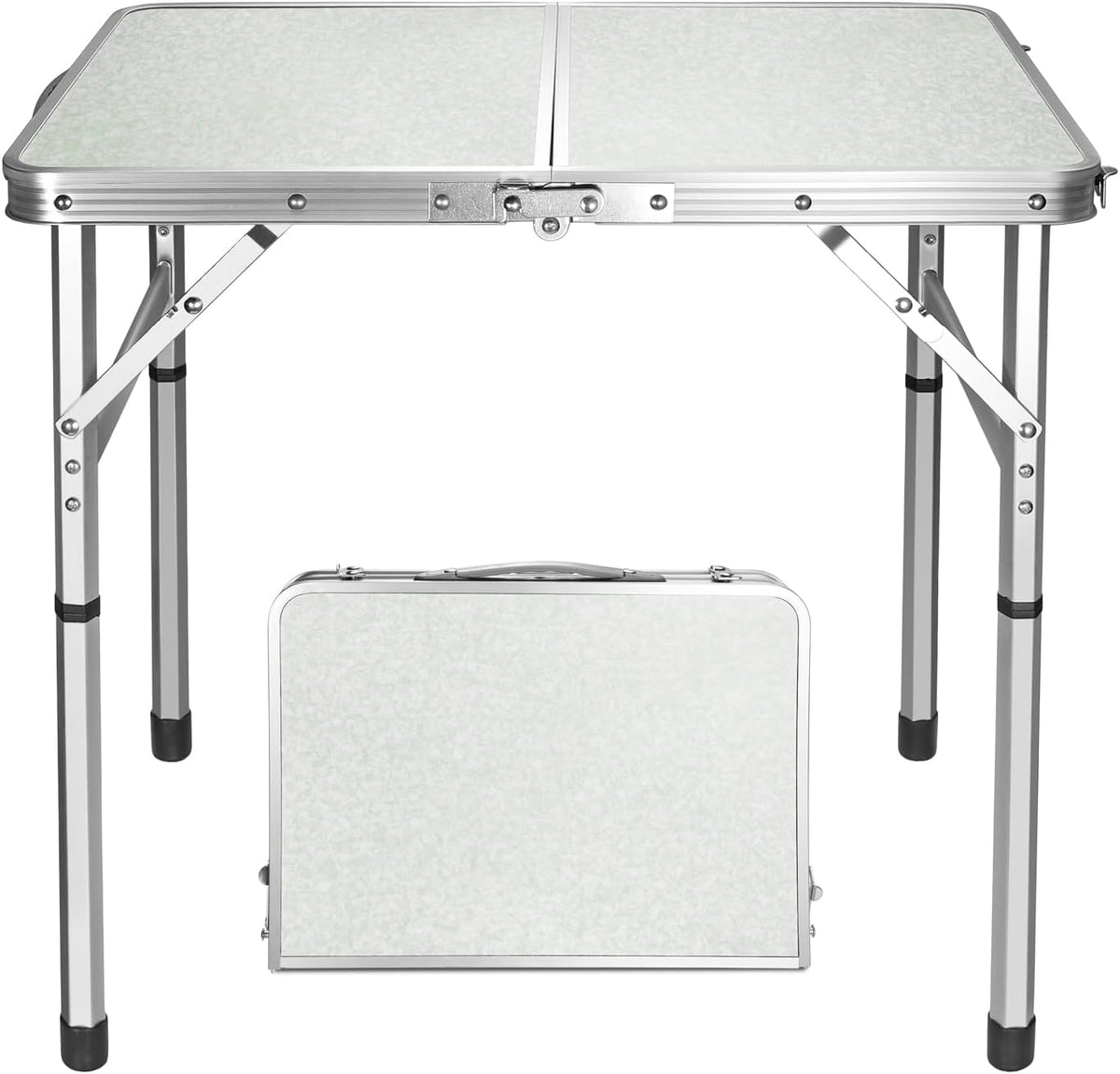 VILLEY 2FT Folding Camping Table, Portable Small Table with Adjustable Legs