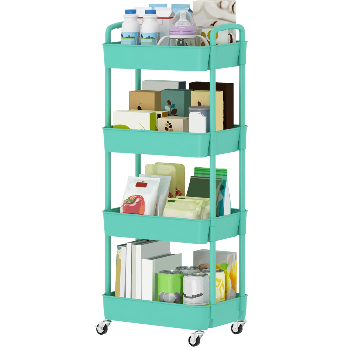 Sywhitta 3-Tier Plastic Rolling Utility Cart with Wheels for Storage,Black