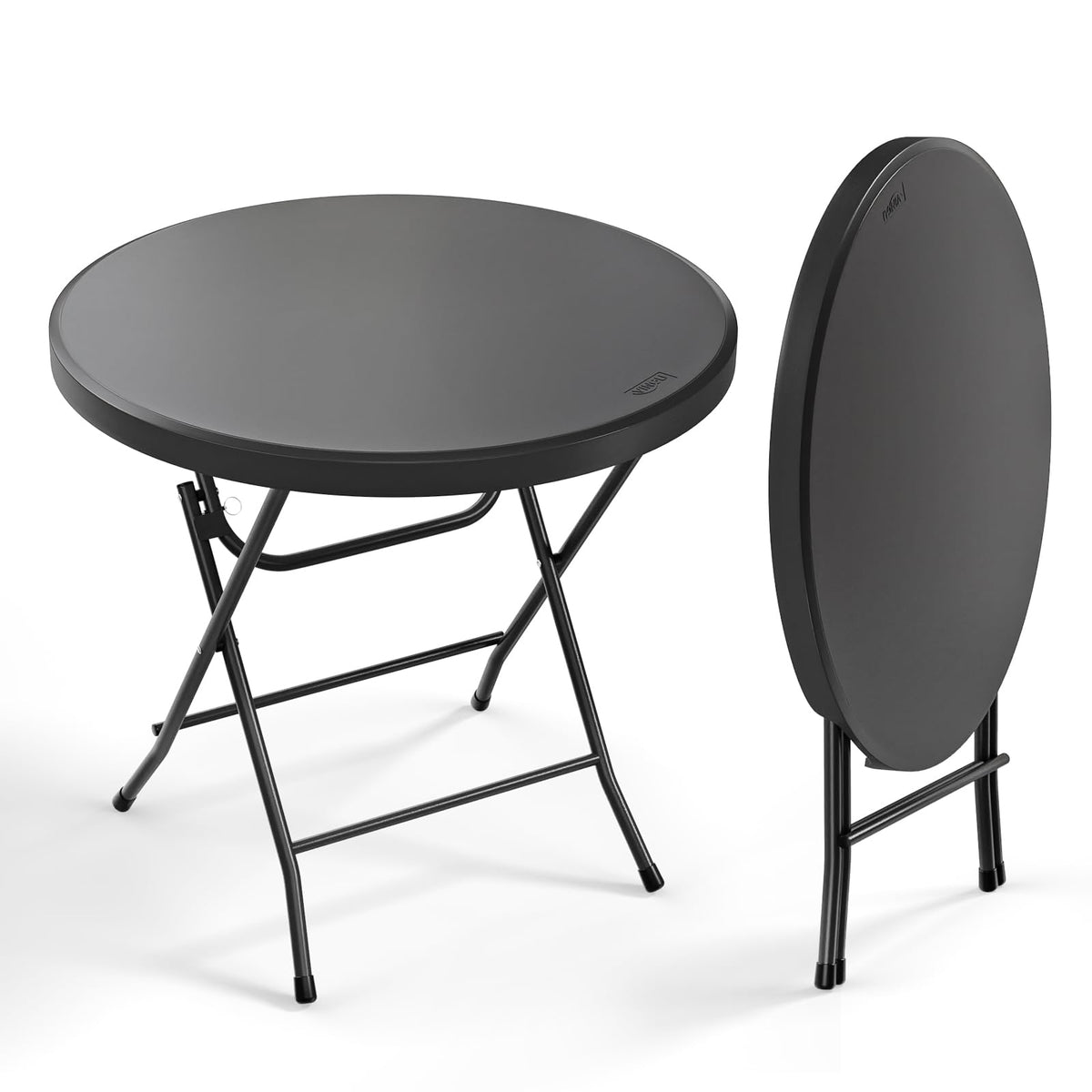 VINGLI 32" Round Folding Commercial Banquet Table, Portable Plastic Coffee Card Dining Table for Kitchen or Outdoor Party Wedding Event, 1 Pack, White