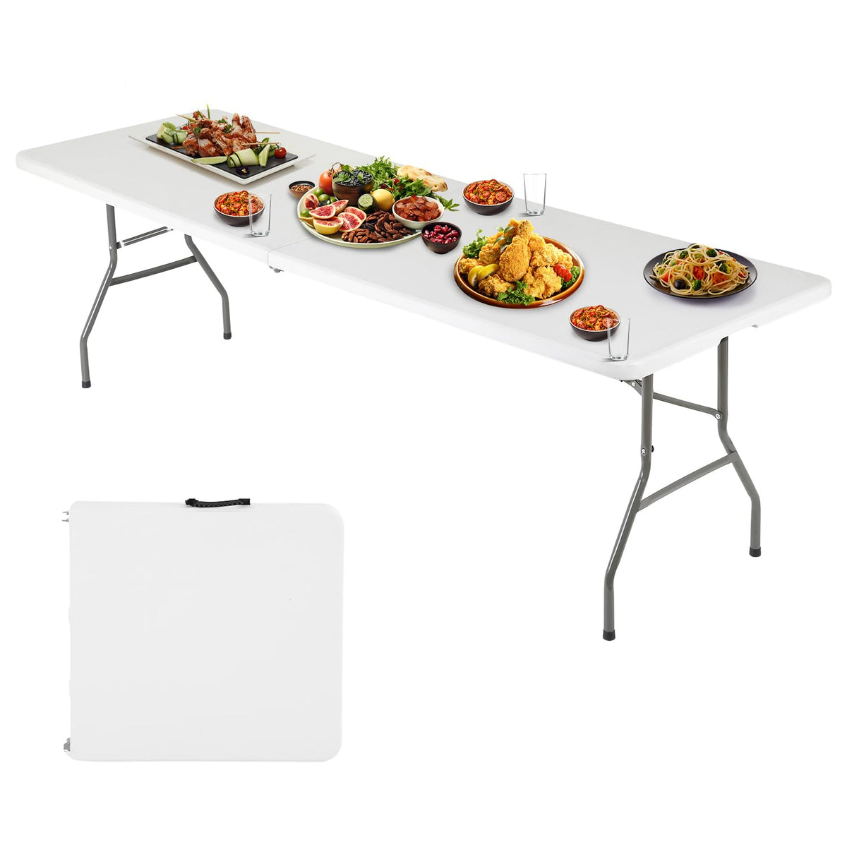 FDW | 6FT Folding Table | White | Portable Plastic Table