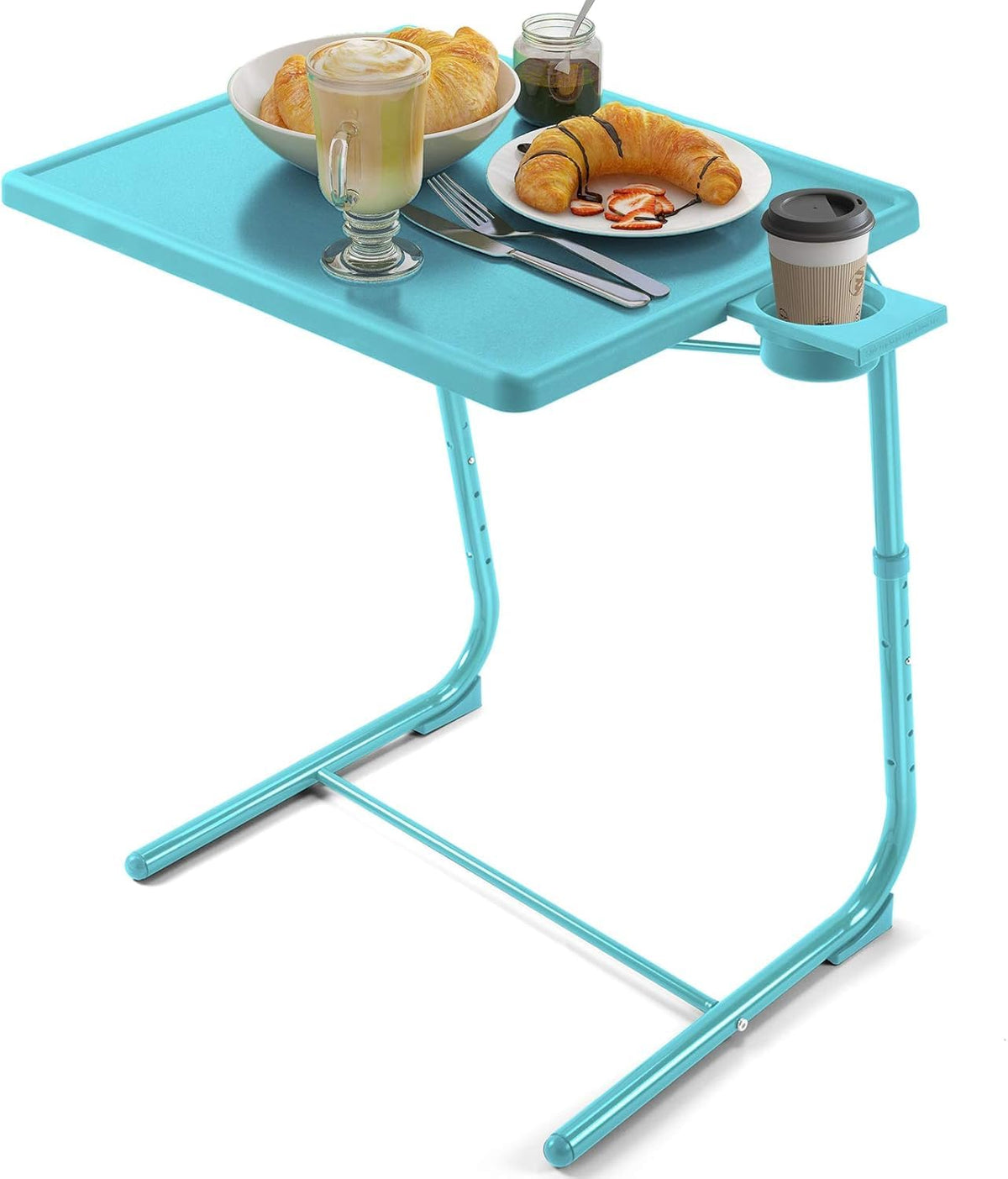 HUANUO Adjustable TV Tray Table - Foldable TV Tray with 6 Height & 3 Tilt Angle Adjustments, TV Dinner Tray with Cup Holder for Couch, Bed, Sofa and Chair (Black)