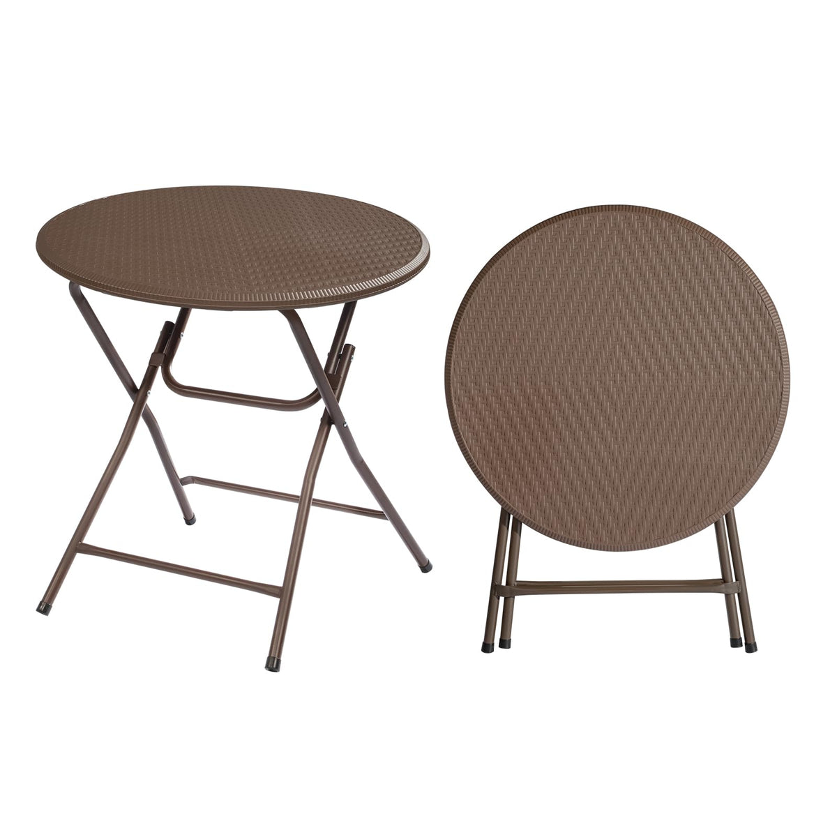 VINGLI 32" Round Folding Commercial Banquet Table, Portable Plastic Coffee Card Dining Table for Kitchen or Outdoor Party Wedding Event, 1 Pack, White