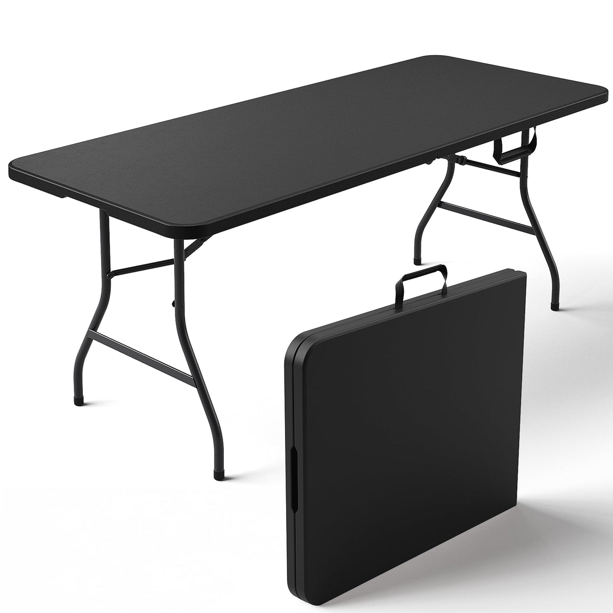 Folding Table 30 Inch - Small Desk Adjustable Height TV Tray for Laptop, Couch, Camping - Heavy Duty Utility Foldable Table for Small Spaces, No Assembly Required,Plastic White Granite