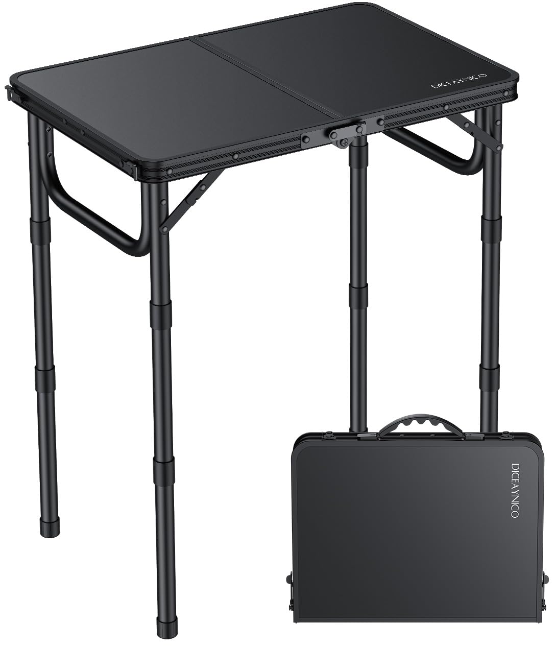 Folding Camping Table, 34.2"x15.7" 3 Adjustable Height Max 27.5"
