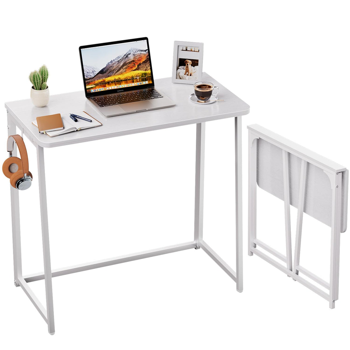 WOHOMO Folding Desk, 31.5" Foldable Computer Table for Small Spaces, Oak