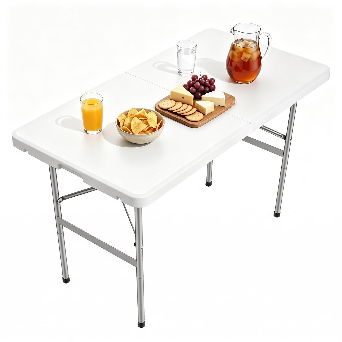 Sweetcrispy 6 FT Folding Picnic Table, Easy to Fold and Store