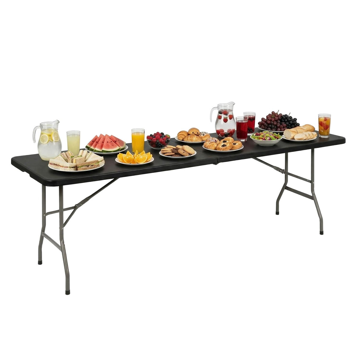 BestOffice | 4FT Folding Table | Brown Ratten | Portable Plastic Table