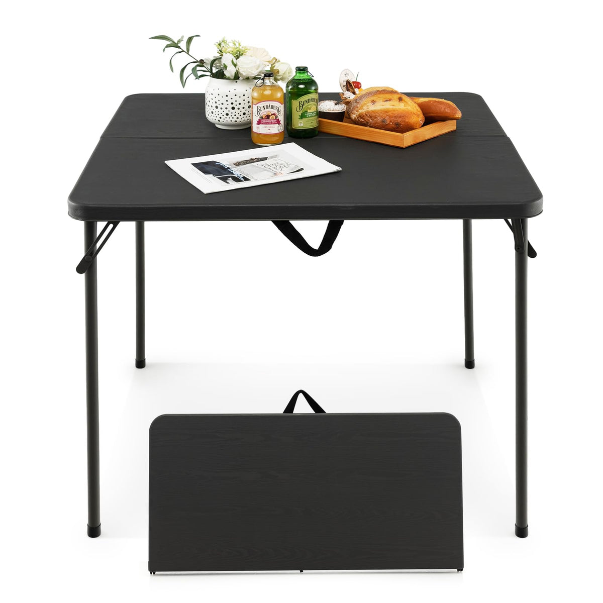 Tangkula 5FT Folding Table, HDPE Plastic Picnic Table for 4-6Person