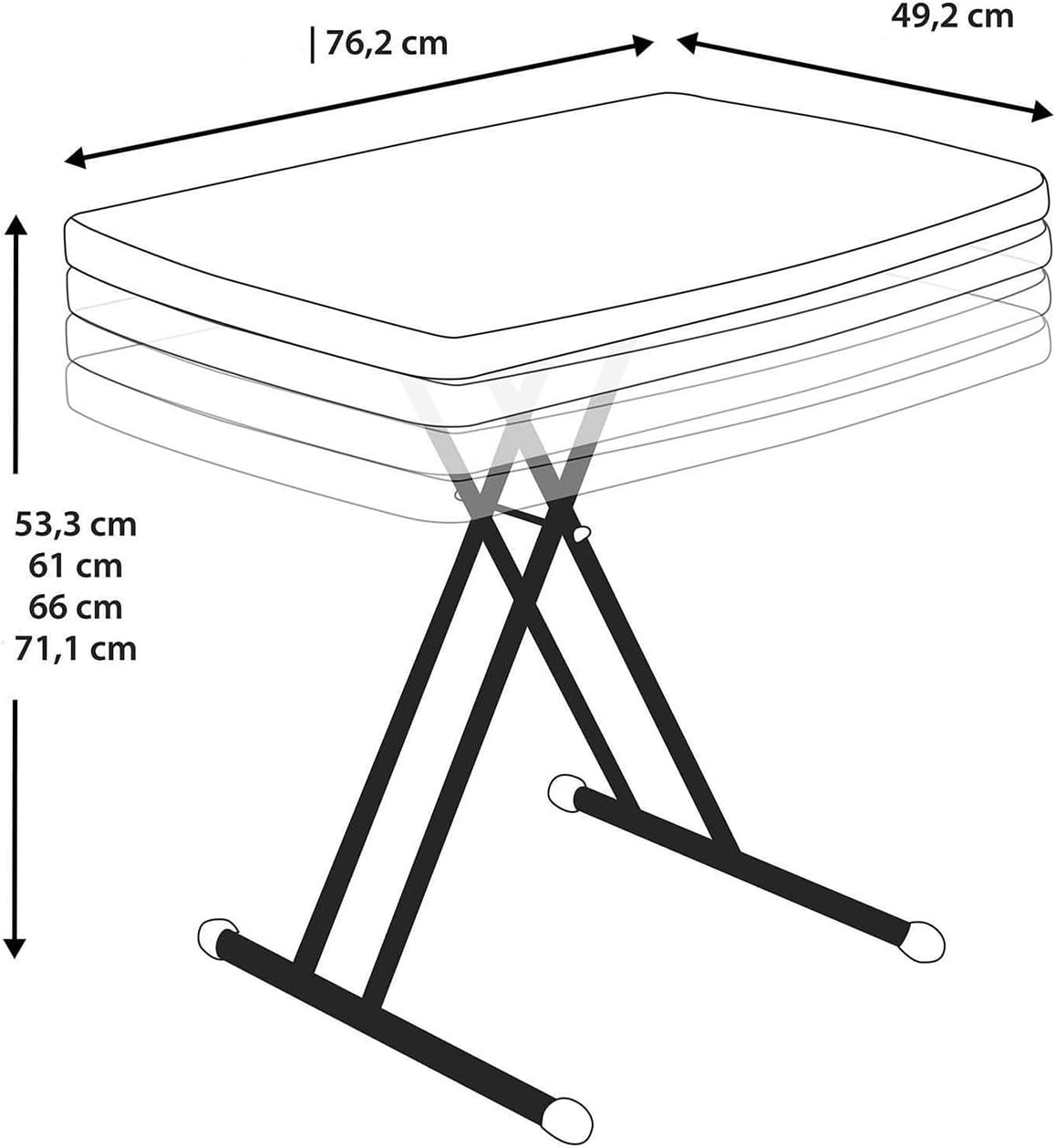 Lifetime 28241 Adjustable Folding Laptop Table TV Tray, 30 Inch, White Granite