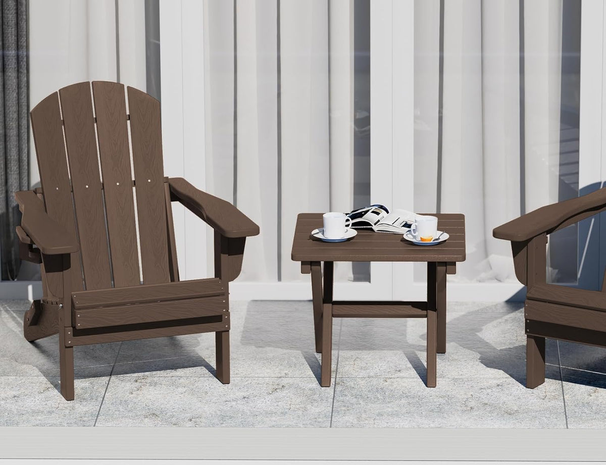 SERWALL Small Folding Side Table, HDPE Outdoor End Table, Coffee