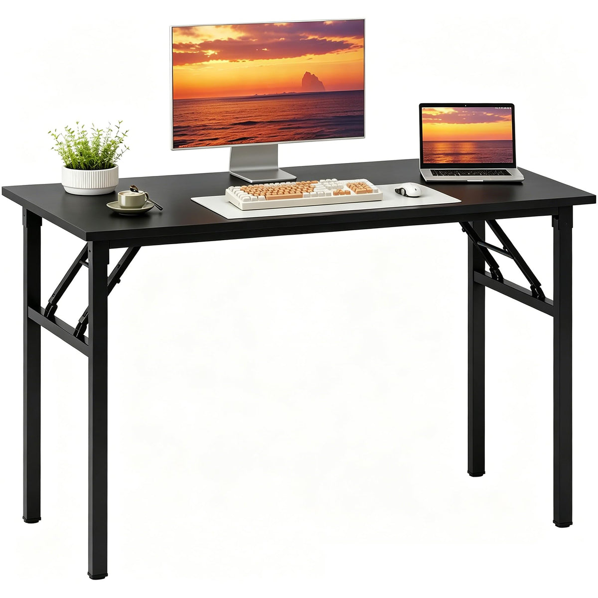 Need Small Computer Desk 31.5x15.7 Inch Folding Home Office Table Teak