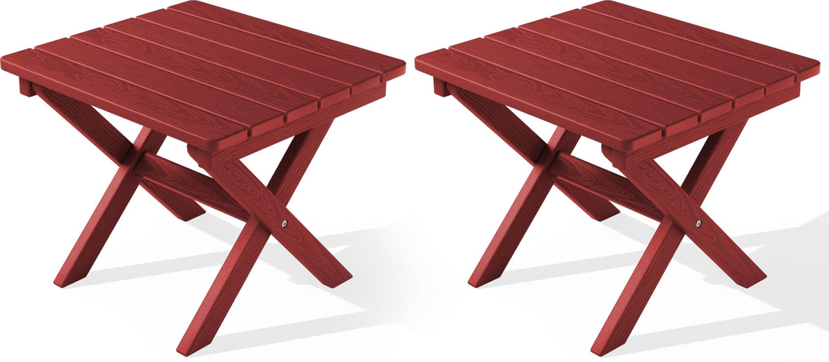 SERWALL Small Folding Side Table, HDPE Outdoor End Table, Coffee