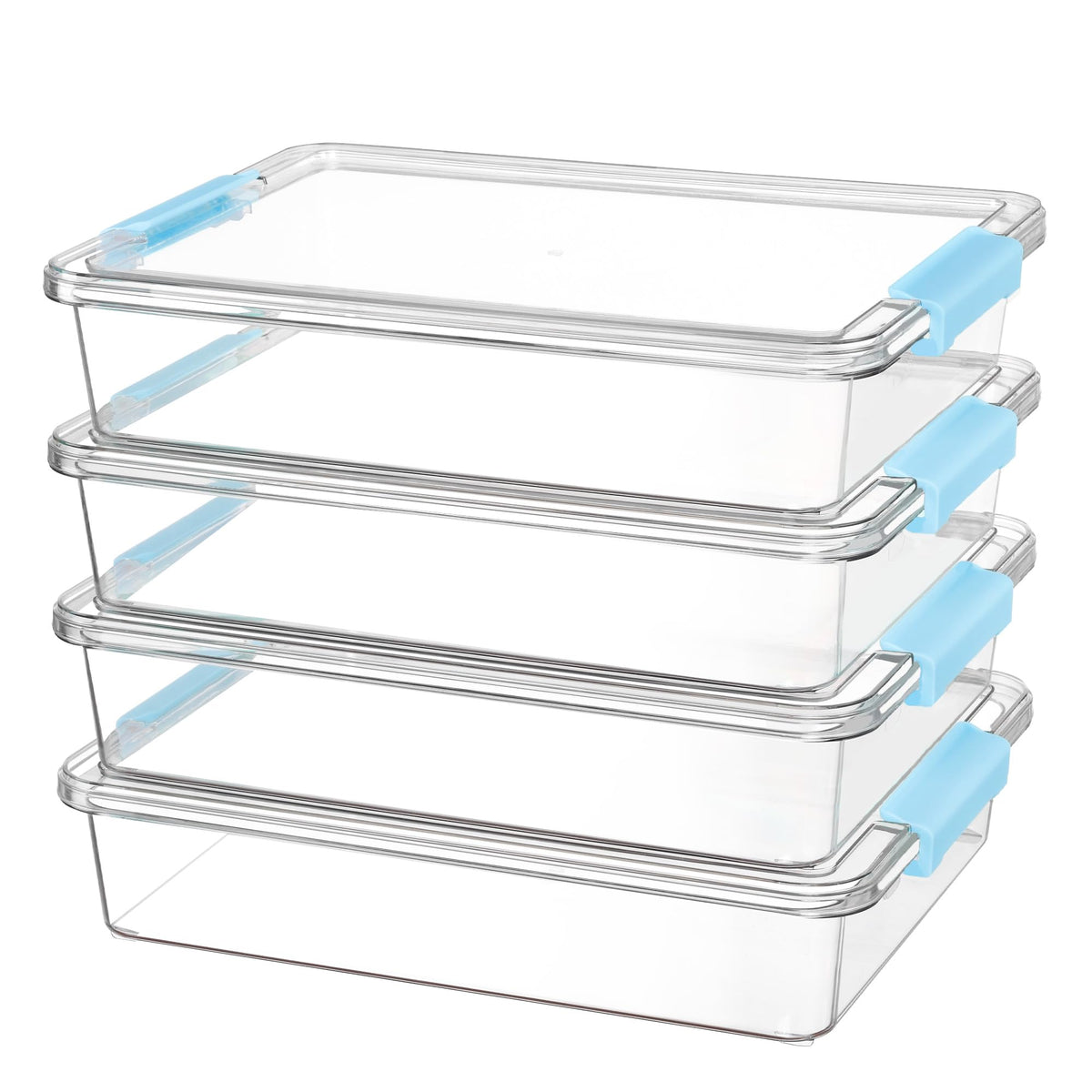 Vtopmart 4 Pack 6 Qt Plastic Storage Bins with Lids, Clear Sensory Bins