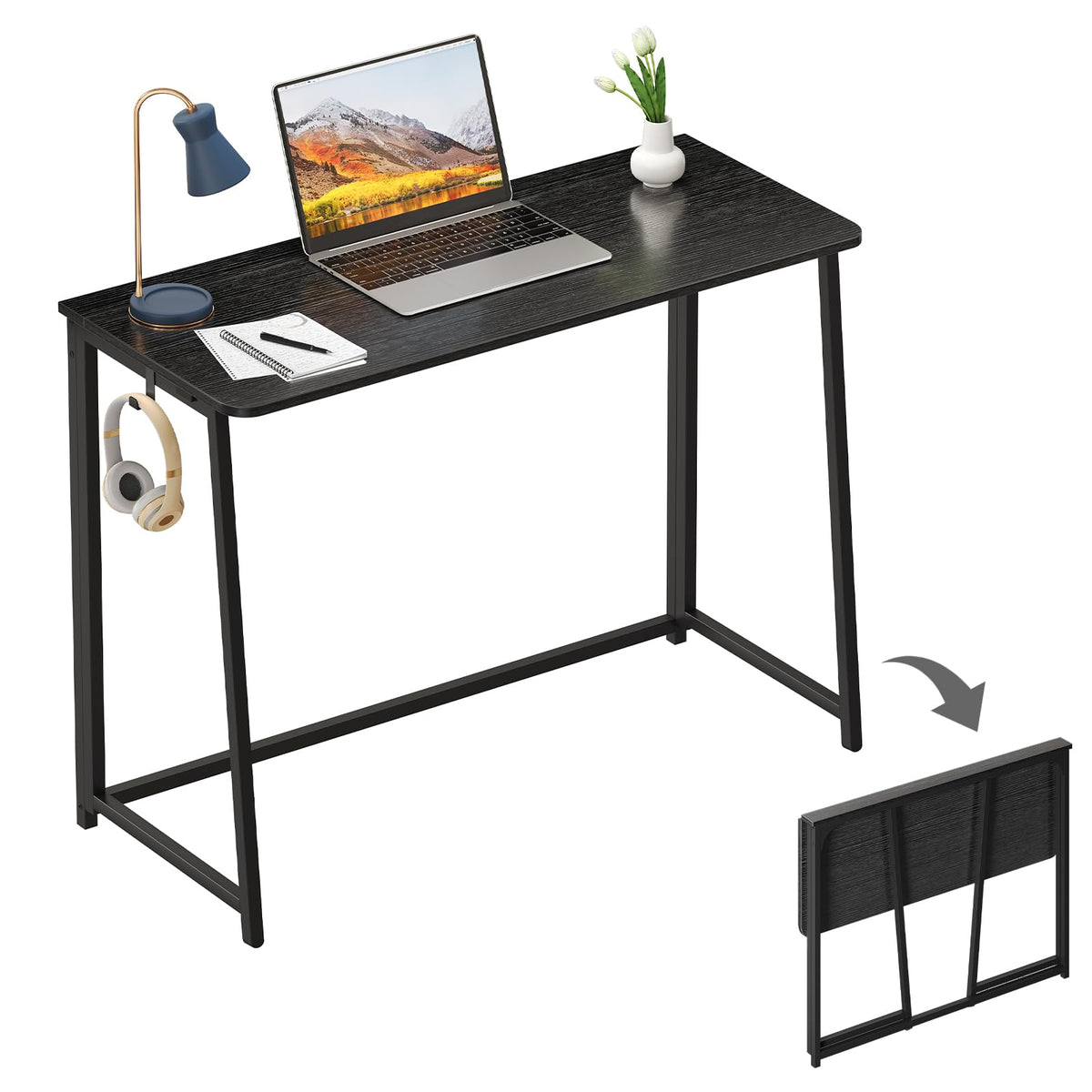 WOHOMO Folding Desk, 31.5" Foldable Computer Table for Small Spaces, Oak
