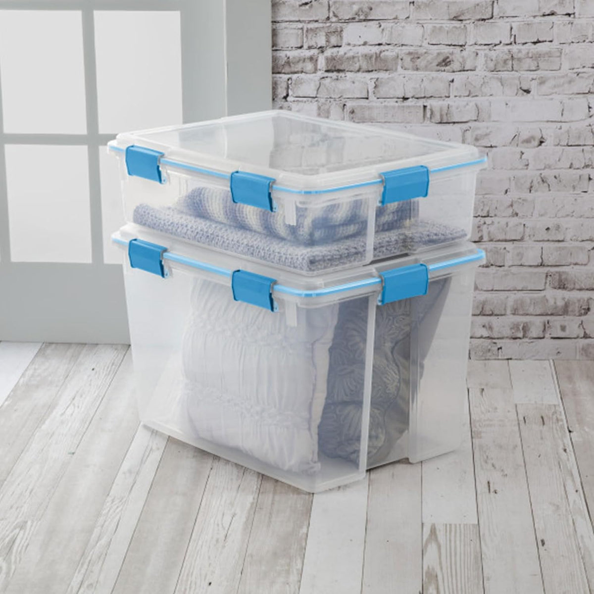 Sterilite Gasket Storage Box with Lids for Home & Office, 37 Quart, 4-Pack