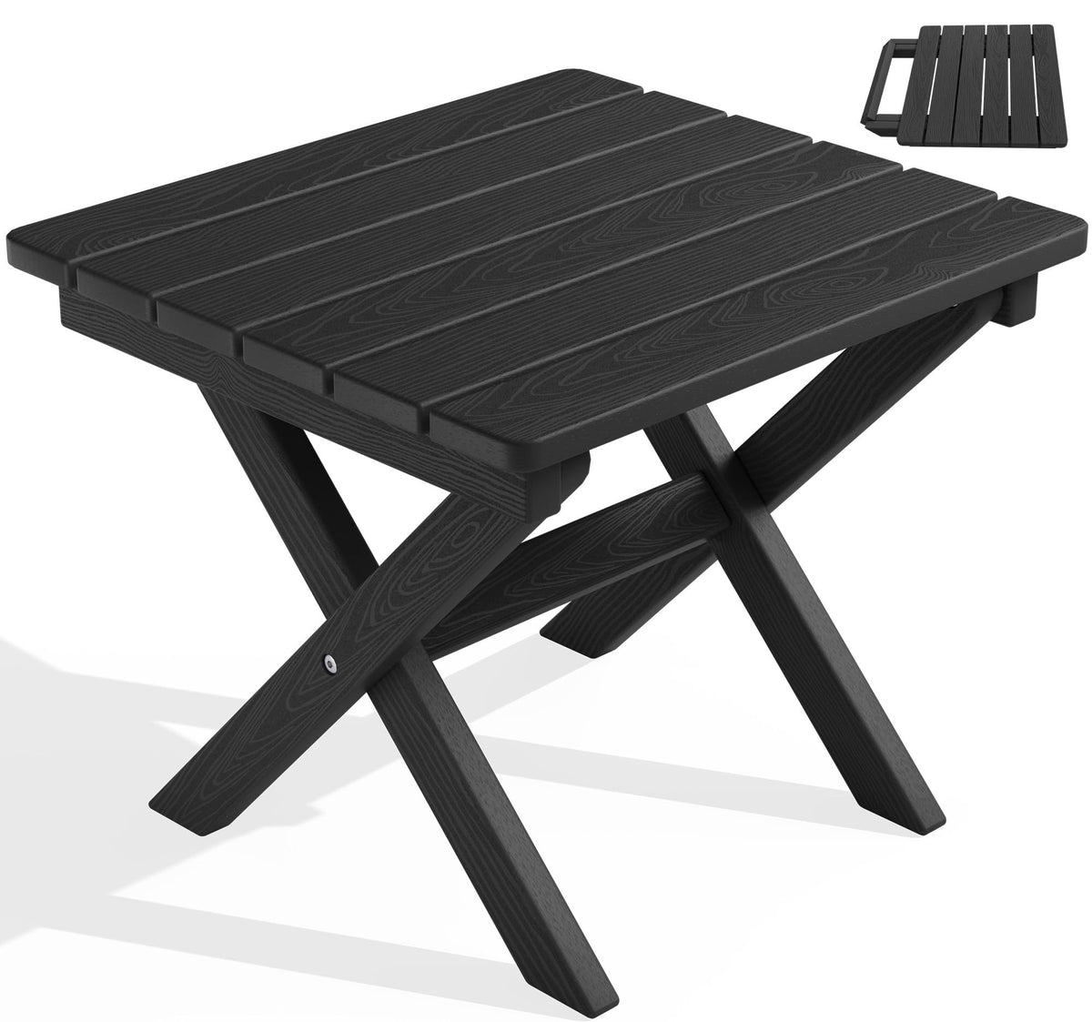 SERWALL Small Folding Side Table, HDPE Outdoor End Table, Coffee