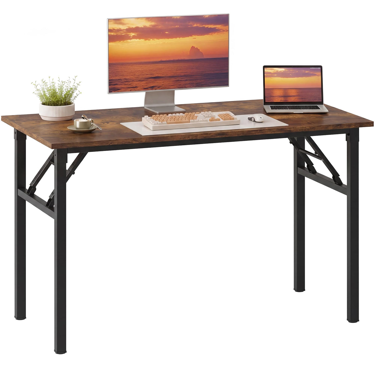 Need Small Computer Desk 31.5x15.7 Inch Folding Home Office Table Teak