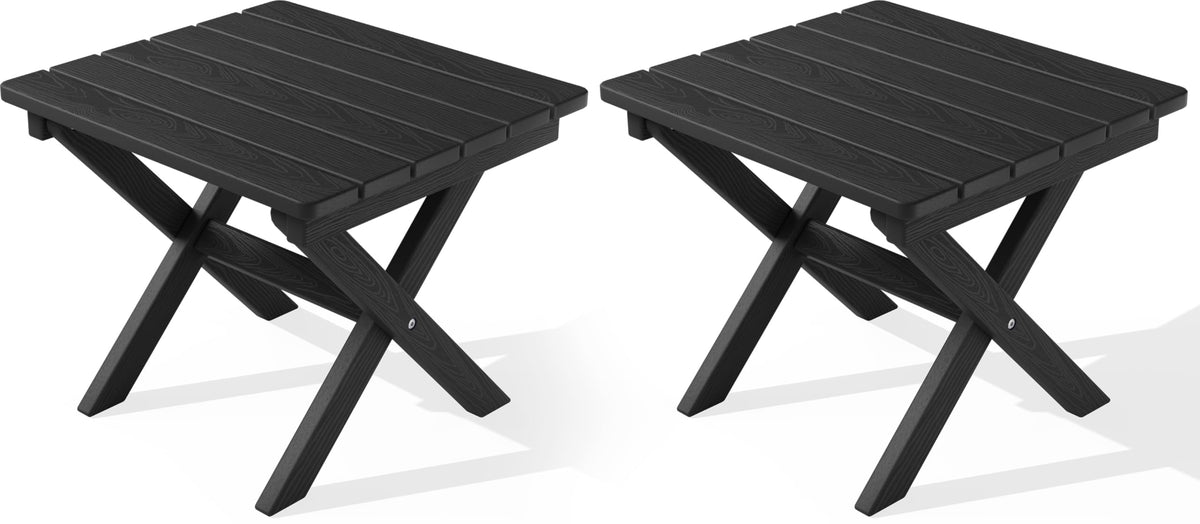 SERWALL Small Folding Side Table, HDPE Outdoor End Table, Coffee