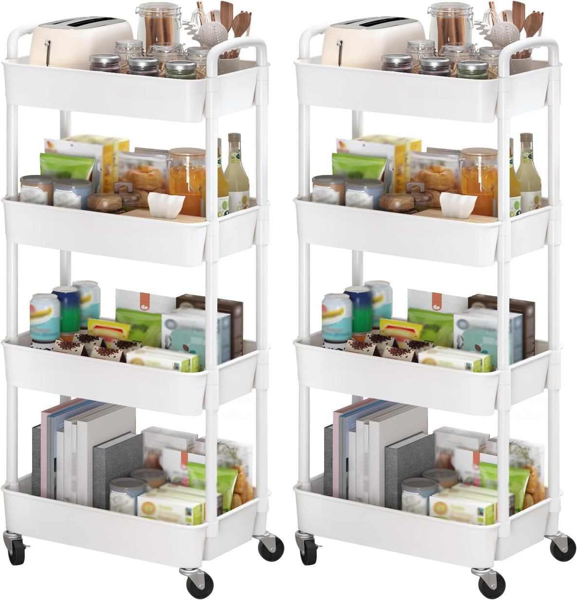 Sywhitta 3-Tier Plastic Rolling Utility Cart with Wheels for Storage,Black