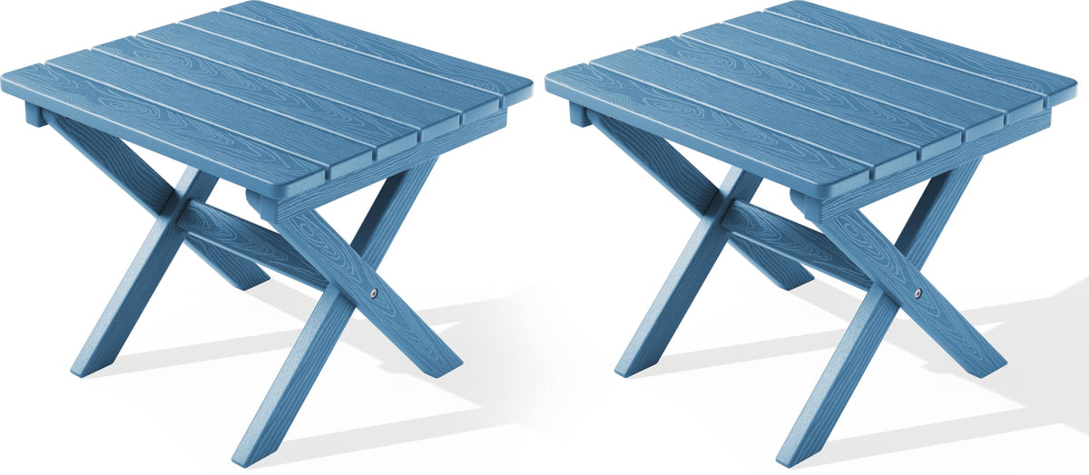 SERWALL Small Folding Side Table, HDPE Outdoor End Table, Coffee