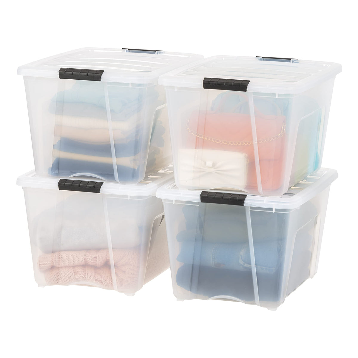 IRIS USA 4-Pack 40 Quart Storage Bins with Lids, Clear