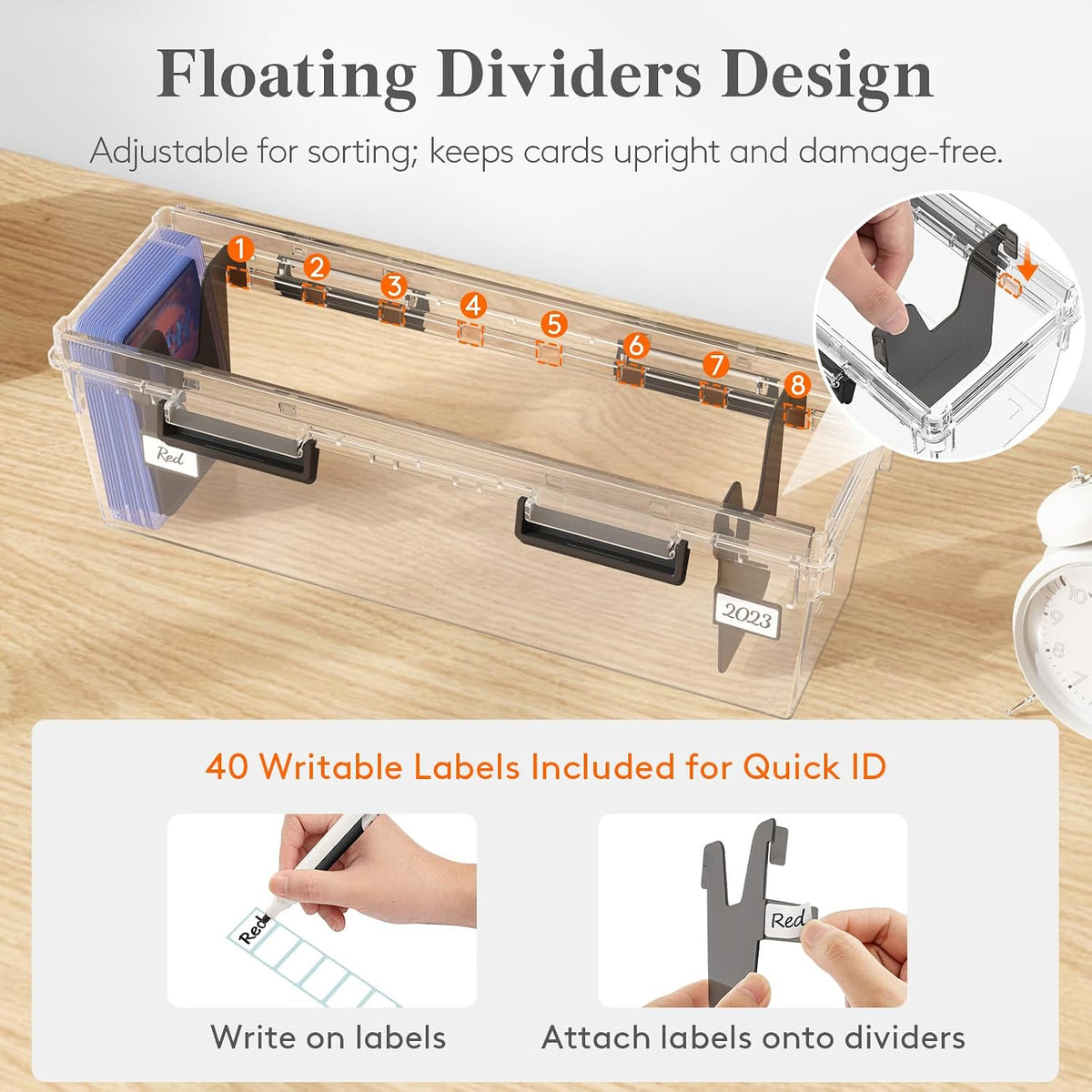 Lifewit Trading Card Storage Box with Handle, Fit for Toploader, 2 Pcs