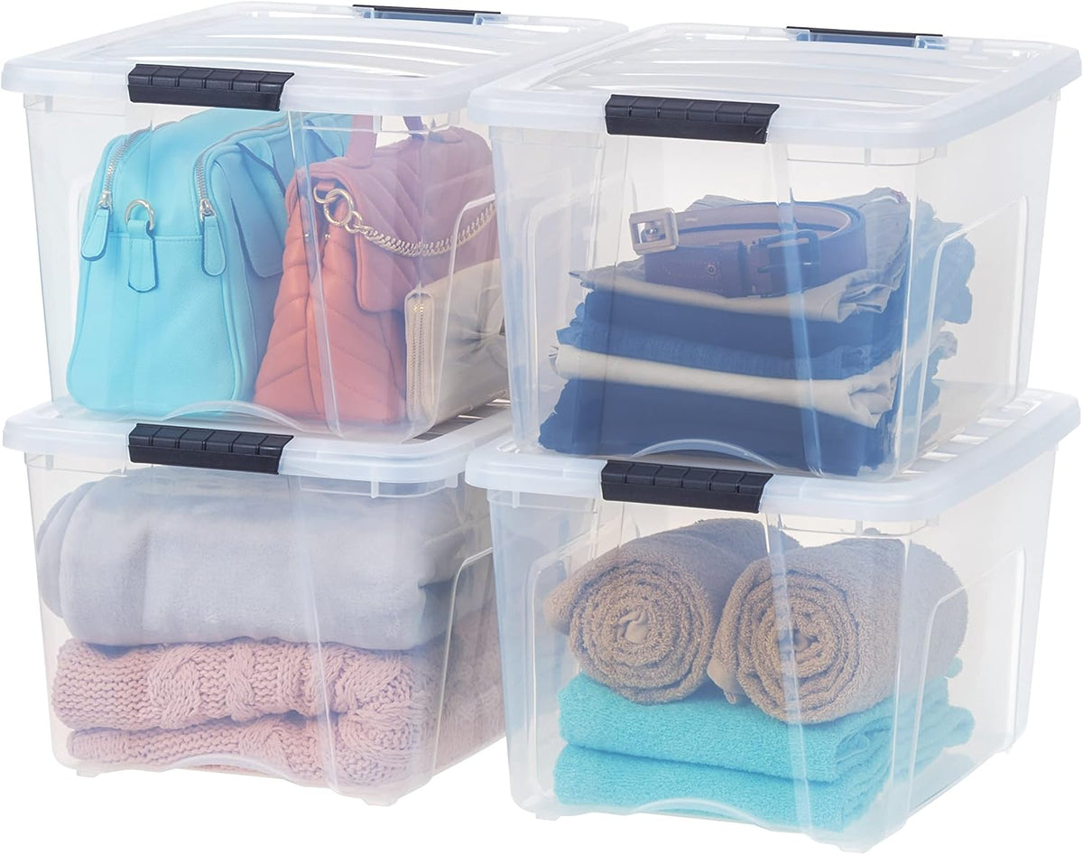 IRIS USA 4-Pack 40 Quart Storage Bins with Lids, Clear