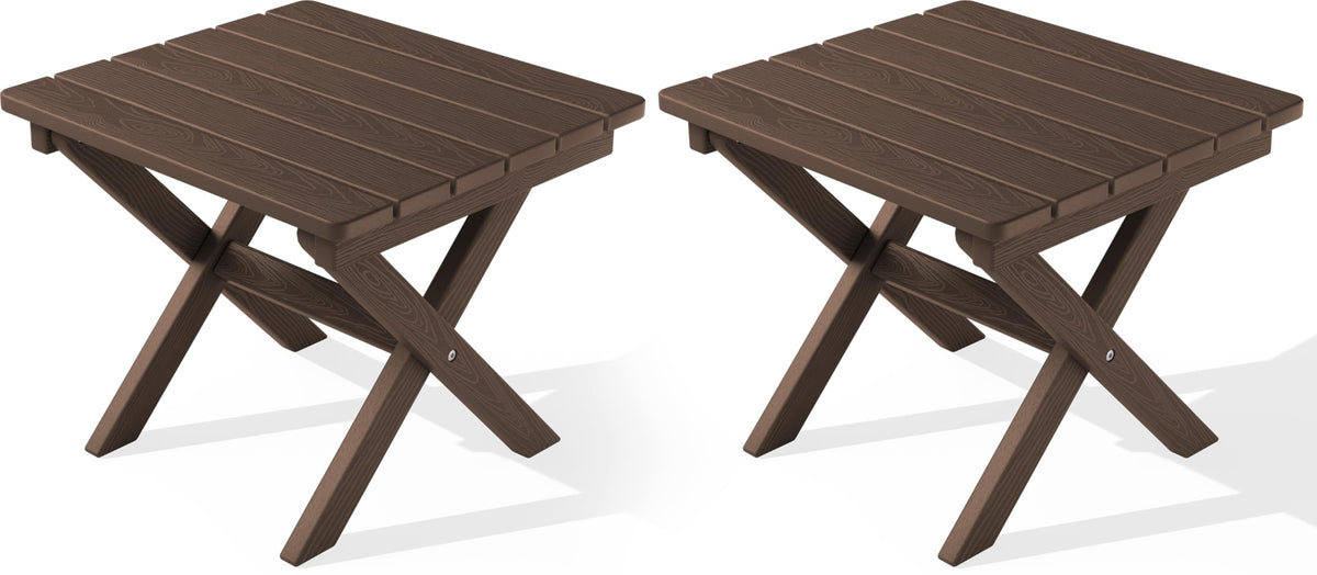 SERWALL Small Folding Side Table, HDPE Outdoor End Table, Coffee