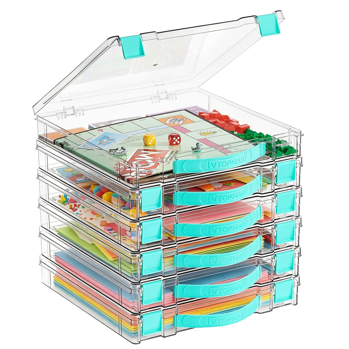 Vtopmart 4 Pack 6 Qt Plastic Storage Bins with Lids, Clear Sensory Bins