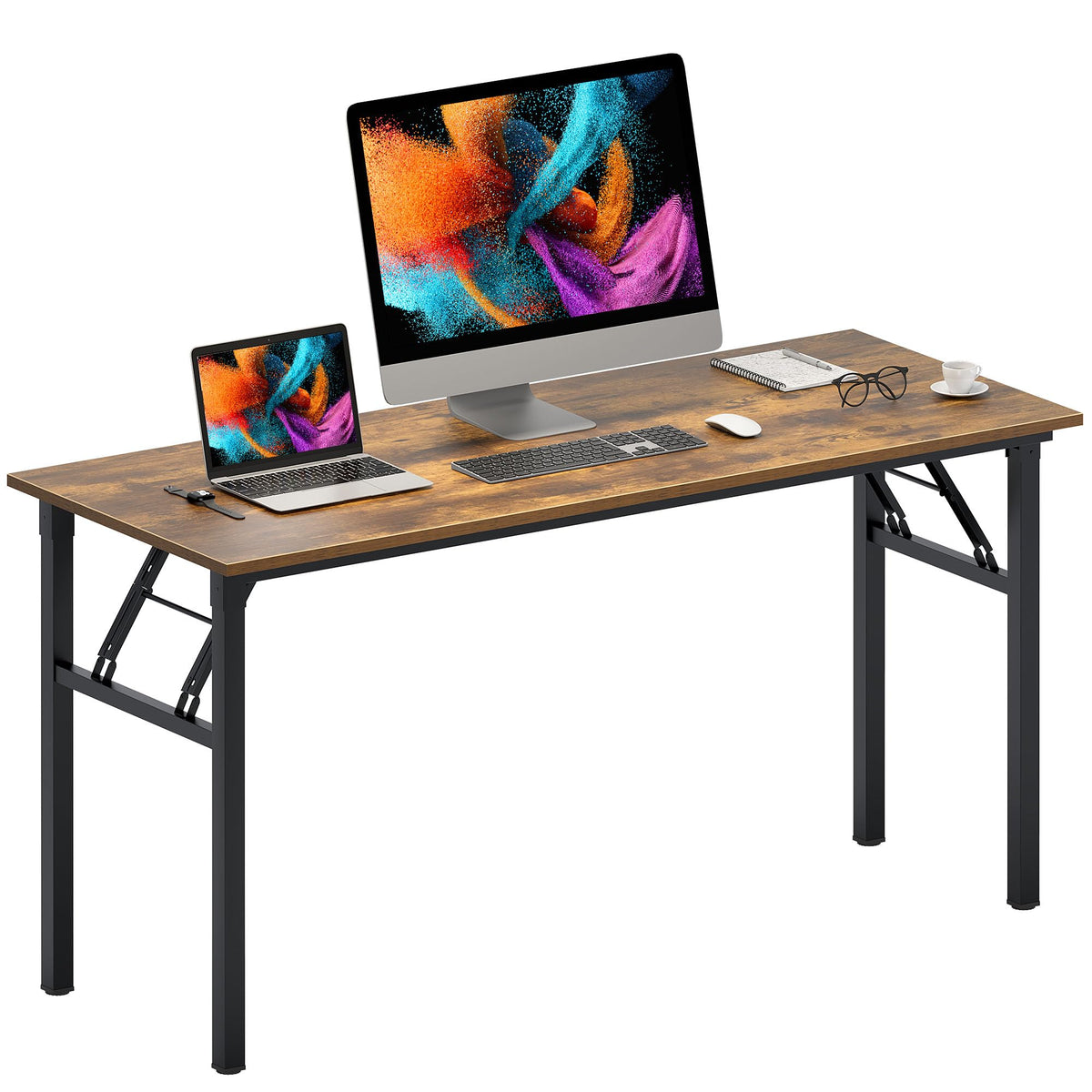 Need Small Computer Desk 31.5x15.7 Inch Folding Home Office Table Teak