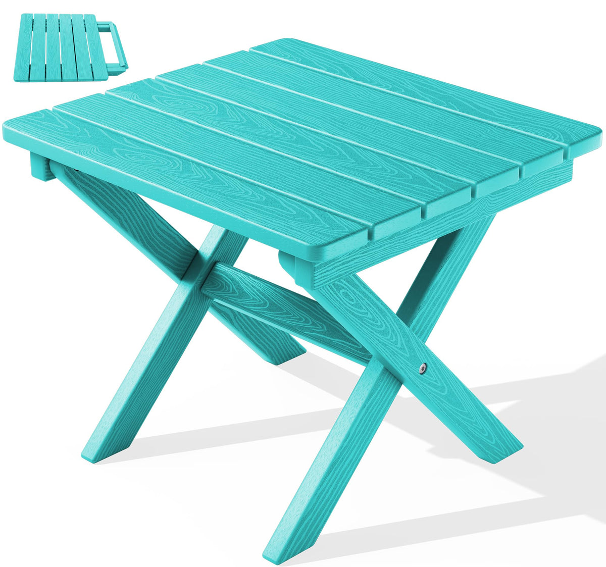 SERWALL Small Folding Side Table, HDPE Outdoor End Table, Coffee