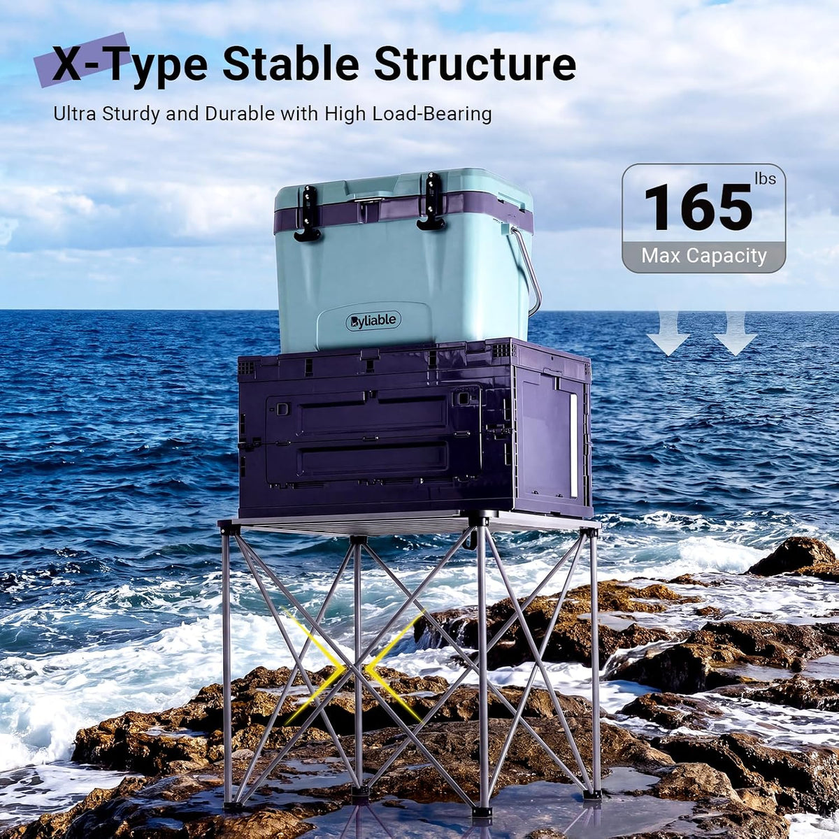 Byliable Camping Square Folding Table, Portable Aluminum Table, Titanium