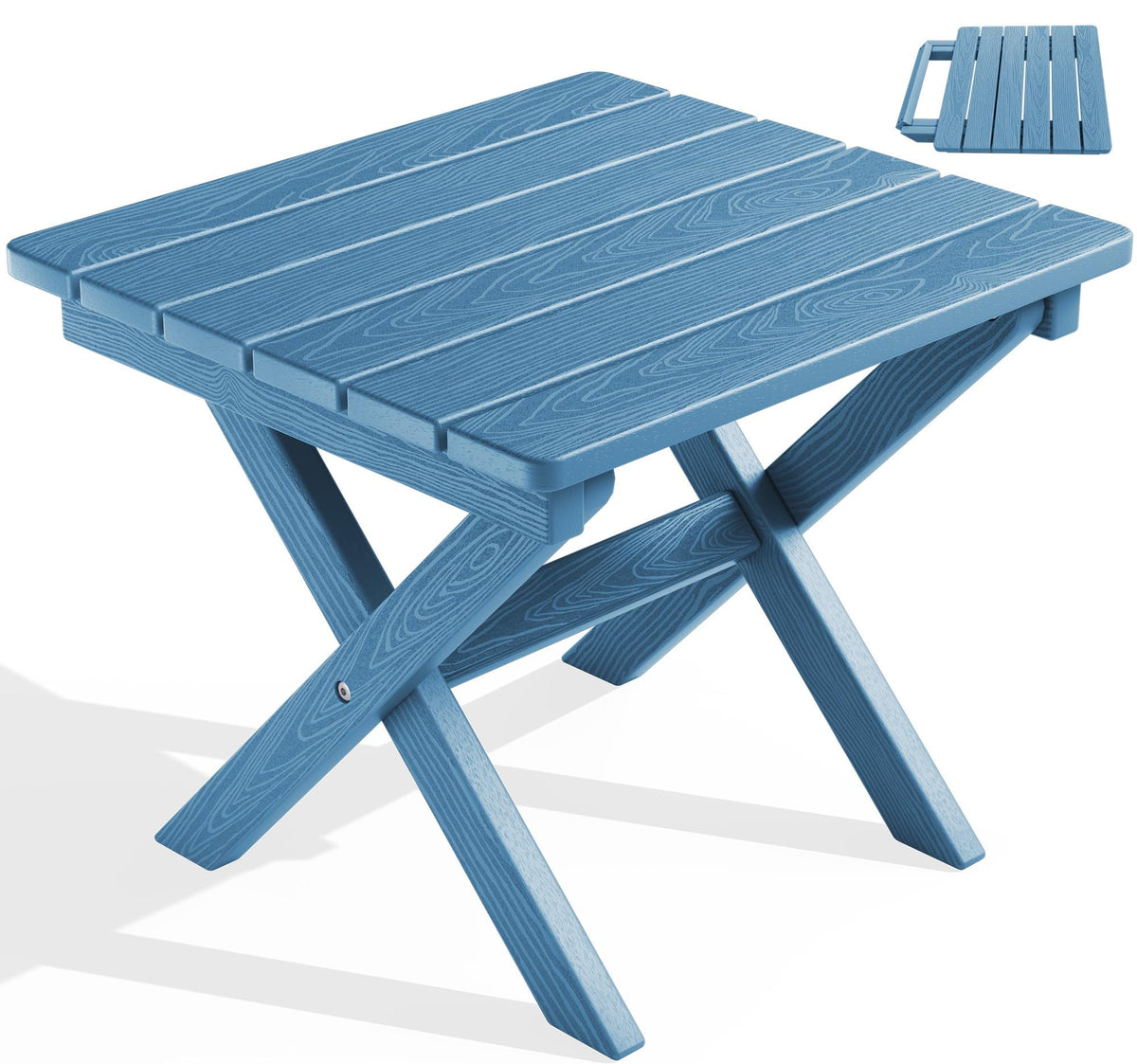 SERWALL Small Folding Side Table, HDPE Outdoor End Table, Coffee