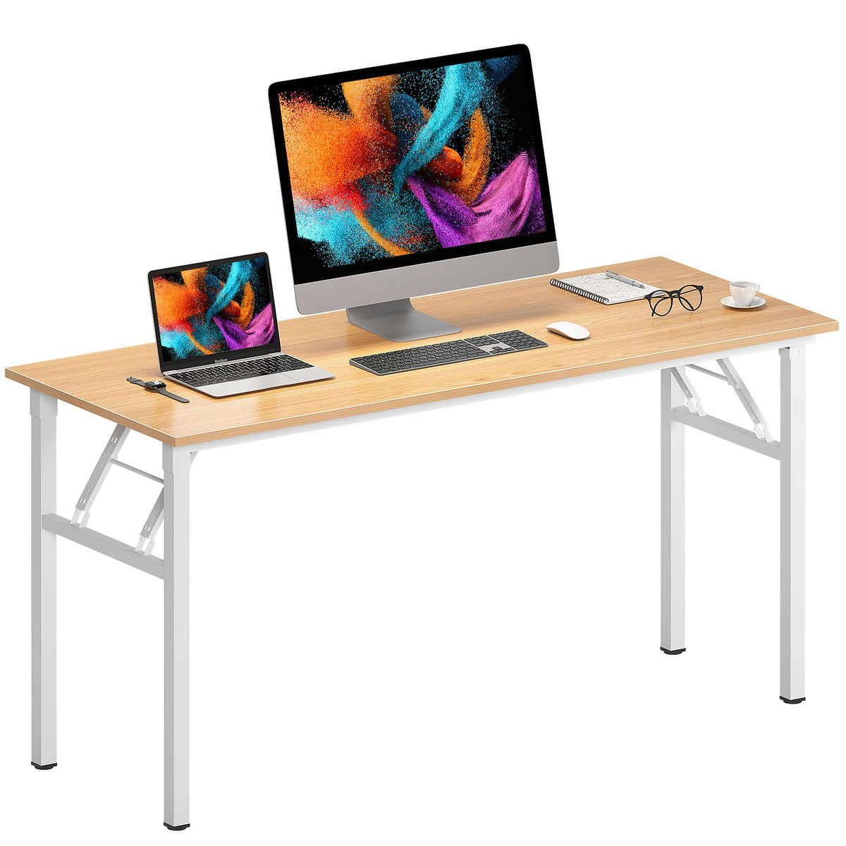 Need Small Computer Desk 31.5x15.7 Inch Folding Home Office Table Teak