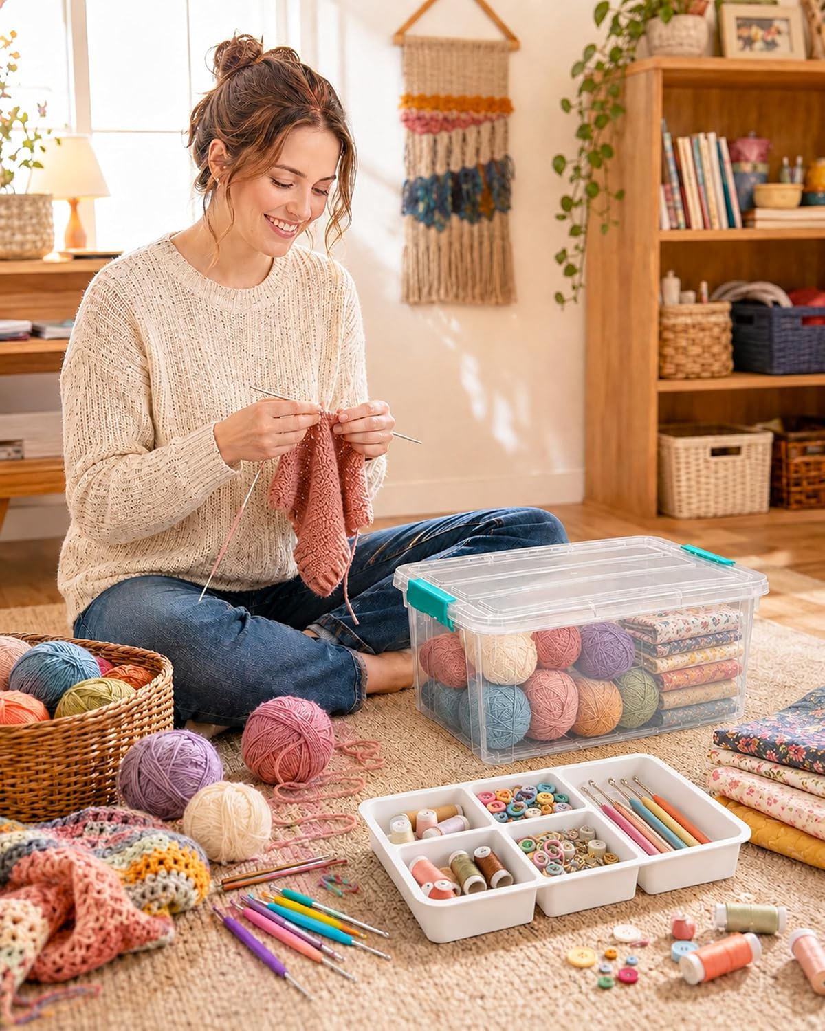 EOENVIVS Craft Organizers and Storage Container Art Supply Organizer,17 QT