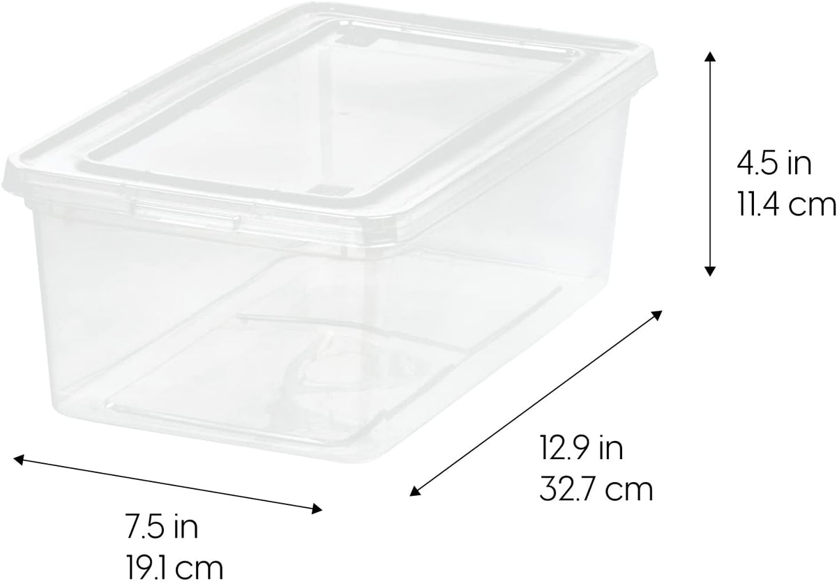 IRIS USA 6-Pack 6 Qt Storage Bins with Lids, Clear, Stackable