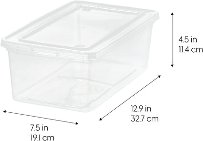 IRIS USA 6-Pack 6 Qt Storage Bins with Lids, Clear, Stackable