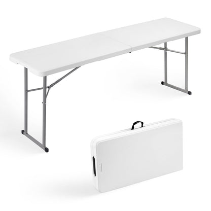 Byliable Folding Table 6FT Narrow Portable Plastic Heavy Duty Table, White